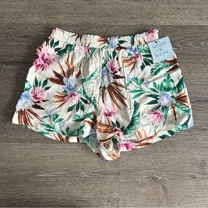 NWT XS 0-2 Shade & Shore Colorful Floral Beach Swim Cover Up Shorts Rayon